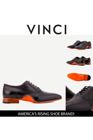 Vinci Draco Leather Brogue Oxford - Black-AmbrogioShoes