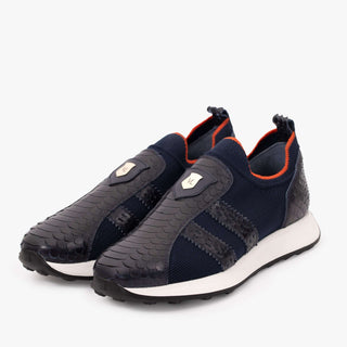 Vinci Empire Leather & Fabric Sneaker - Navy