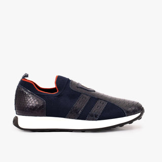 Vinci Empire Leather & Fabric Sneaker - Navy