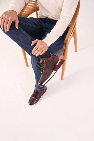 Vinci Empire Leather Sneaker - Burgundy