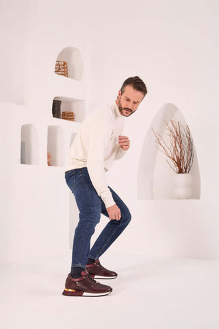 Vinci Empire Leather Sneaker - Burgundy