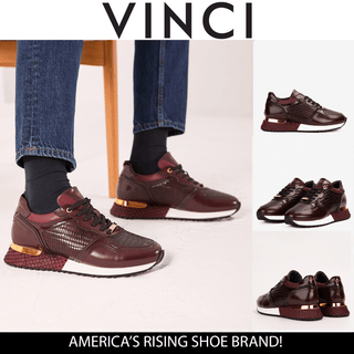 Vinci Empire Leather Sneaker - Burgundy