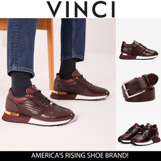Vinci Empire Leather Sneaker - Burgundy