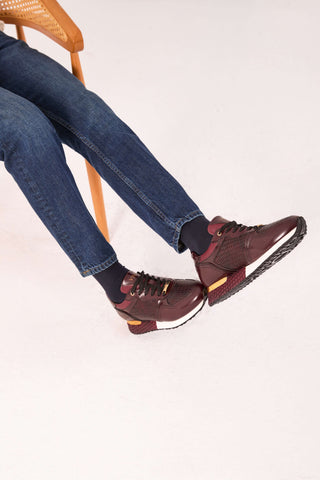 Vinci Empire Leather Sneaker - Burgundy