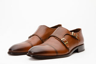 Vinci Essen Leather Double Monk-Strap - Brown-AmbrogioShoes