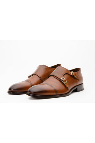 Vinci Essen Leather Double Monk-Strap - Brown-AmbrogioShoes