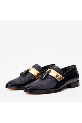 Vinci Imperial Patent Loafer - Navy-AmbrogioShoes