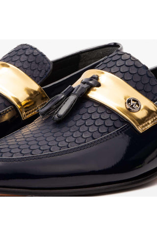 Vinci Imperial Patent Loafer - Navy-AmbrogioShoes