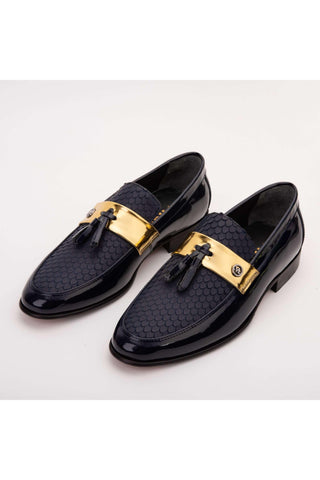 Vinci Imperial Patent Loafer - Navy-AmbrogioShoes