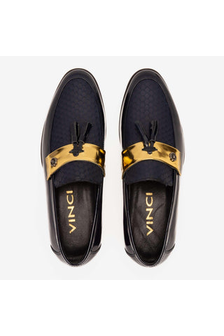 Vinci Imperial Patent Loafer - Navy-AmbrogioShoes