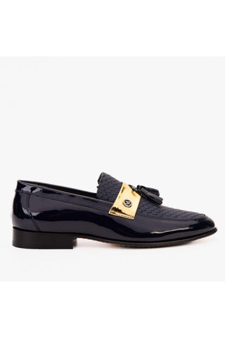 Vinci Imperial Patent Loafer - Navy-AmbrogioShoes