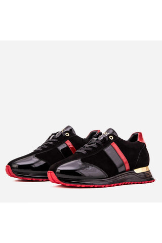 Vinci Inferno Suede & Patent Sneaker - Black & Red-AmbrogioShoes