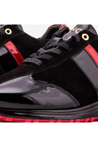 Vinci Inferno Suede & Patent Sneaker - Black & Red-AmbrogioShoes