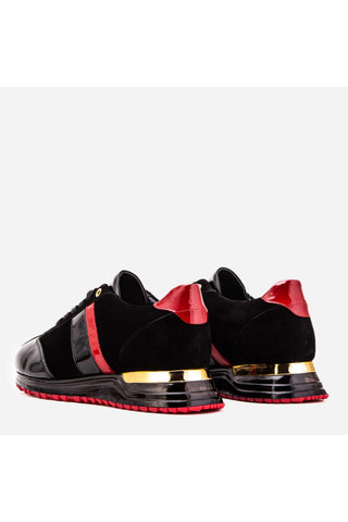 Vinci Inferno Suede & Patent Sneaker - Black & Red-AmbrogioShoes