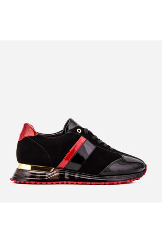 Vinci Inferno Suede & Patent Sneaker - Black & Red-AmbrogioShoes