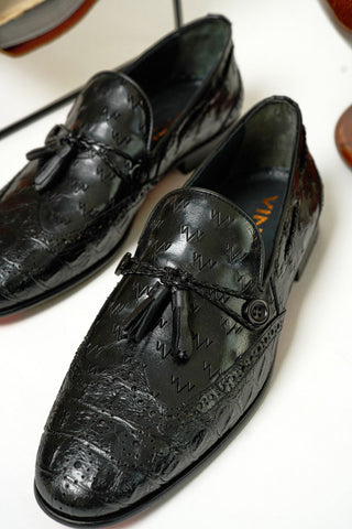 Vinci Istanbul Leather Tassel Loafer - Black-AmbrogioShoes