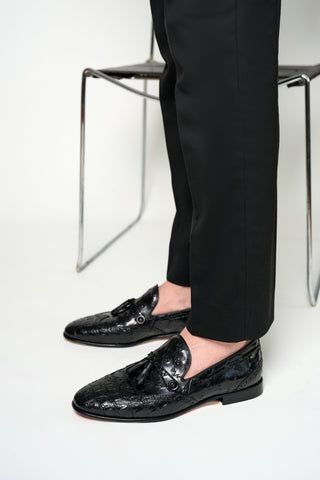 Vinci Istanbul Leather Tassel Loafer - Black-AmbrogioShoes