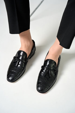 Vinci Istanbul Leather Tassel Loafer - Black-AmbrogioShoes