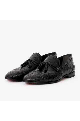 Vinci Istanbul Leather Tassel Loafer - Black-AmbrogioShoes