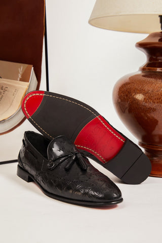 Vinci Istanbul Leather Tassel Loafer - Black-AmbrogioShoes