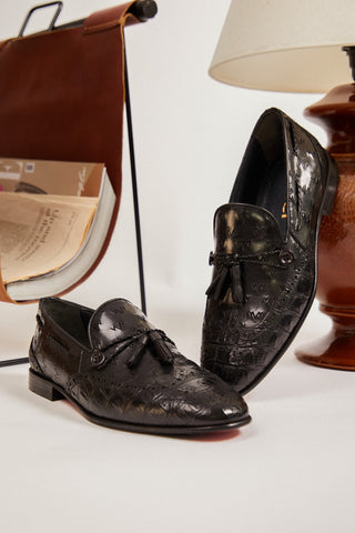 Vinci Istanbul Leather Tassel Loafer - Black-AmbrogioShoes