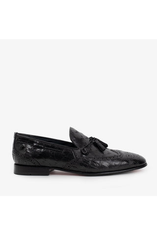 Vinci Istanbul Leather Tassel Loafer - Black-AmbrogioShoes