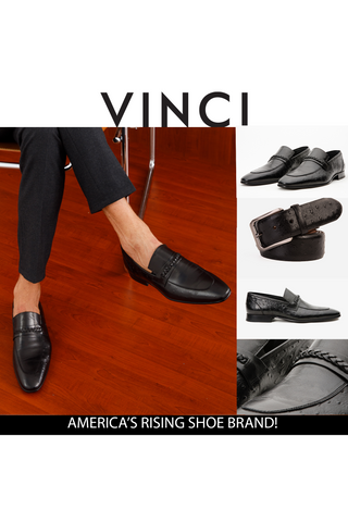 Vinci Johannesburg Embossed Leather Loafer - Black-AmbrogioShoes