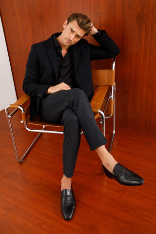Vinci Johannesburg Embossed Leather Loafer - Black-AmbrogioShoes