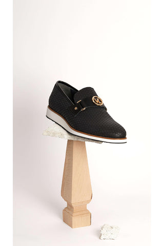 Vinci Legacy Leather Horse-Bit Loafer - Black-AmbrogioShoes