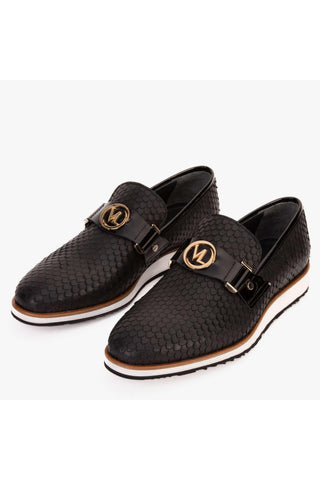 Vinci Legacy Leather Horse-Bit Loafer - Black-AmbrogioShoes