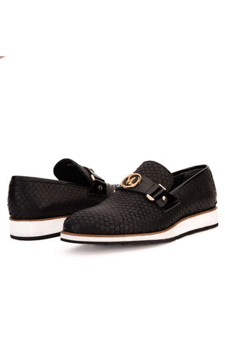 Vinci Legacy Leather Horse-Bit Loafer - Black-AmbrogioShoes