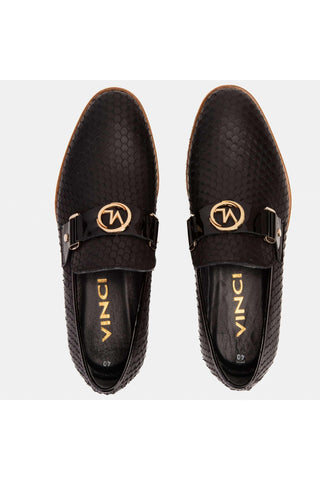 Vinci Legacy Leather Horse-Bit Loafer - Black-AmbrogioShoes