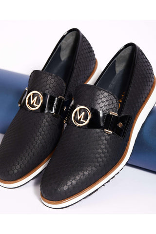 Vinci Legacy Leather Horse-Bit Loafer - Black-AmbrogioShoes