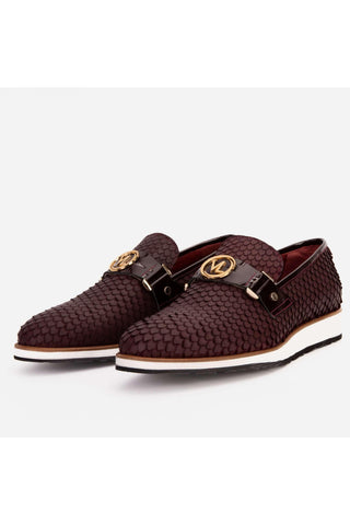 Vinci Legacy Leather Horse-Bit Loafer - Burgundy-AmbrogioShoes