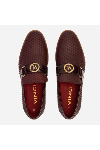 Vinci Legacy Leather Horse-Bit Loafer - Burgundy-AmbrogioShoes