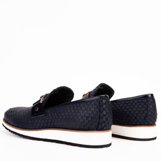 Vinci Legacy Leather Horse-Bit Loafer - Navy-AmbrogioShoes