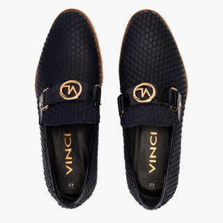 Vinci Legacy Leather Horse-Bit Loafer - Navy-AmbrogioShoes