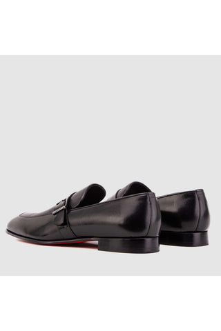 Vinci Marquez Buffalo & Deer Single Monk-Strap Loafer - Black-AmbrogioShoes