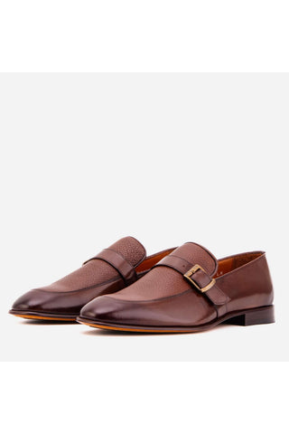 Vinci Marquez Buffalo & Deer Single Monk-Strap Loafer - Tan-AmbrogioShoes