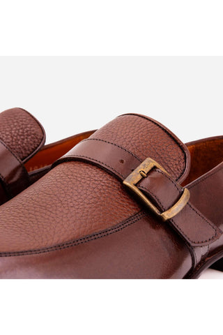 Vinci Marquez Buffalo & Deer Single Monk-Strap Loafer - Tan-AmbrogioShoes