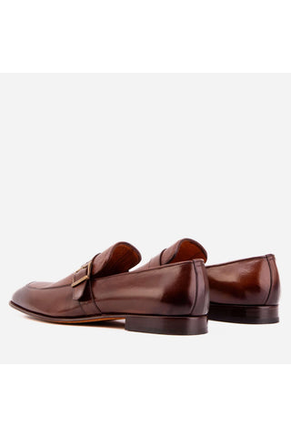 Vinci Marquez Buffalo & Deer Single Monk-Strap Loafer - Tan-AmbrogioShoes