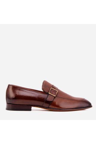 Vinci Marquez Buffalo & Deer Single Monk-Strap Loafer - Tan-AmbrogioShoes