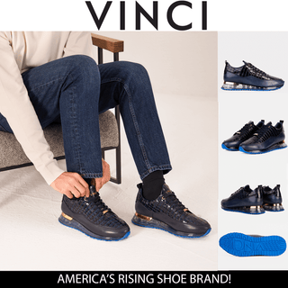 Vinci Marseille Embossed Leather Sneaker - Navy