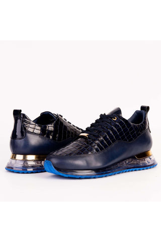 Vinci Marseille Embossed Leather Sneaker - Navy-AmbrogioShoes