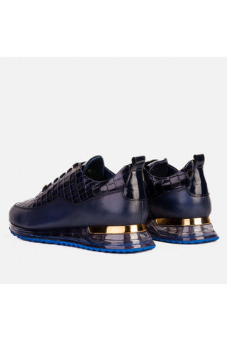 Vinci Marseille Embossed Leather Sneaker - Navy-AmbrogioShoes