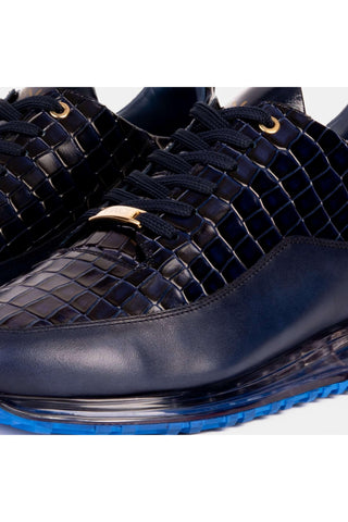 Vinci Marseille Embossed Leather Sneaker - Navy-AmbrogioShoes