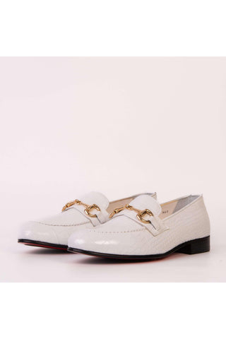 Vinci Monaco Leather Horse-Bit Loafer - White-AmbrogioShoes