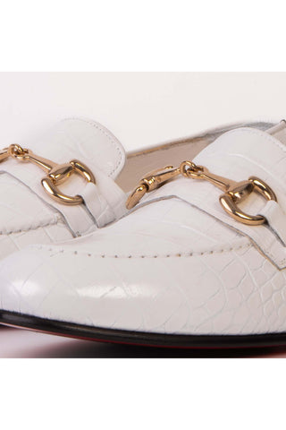 Vinci Monaco Leather Horse-Bit Loafer - White-AmbrogioShoes