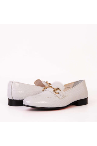 Vinci Monaco Leather Horse-Bit Loafer - White-AmbrogioShoes