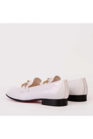 Vinci Monaco Leather Horse-Bit Loafer - White-AmbrogioShoes